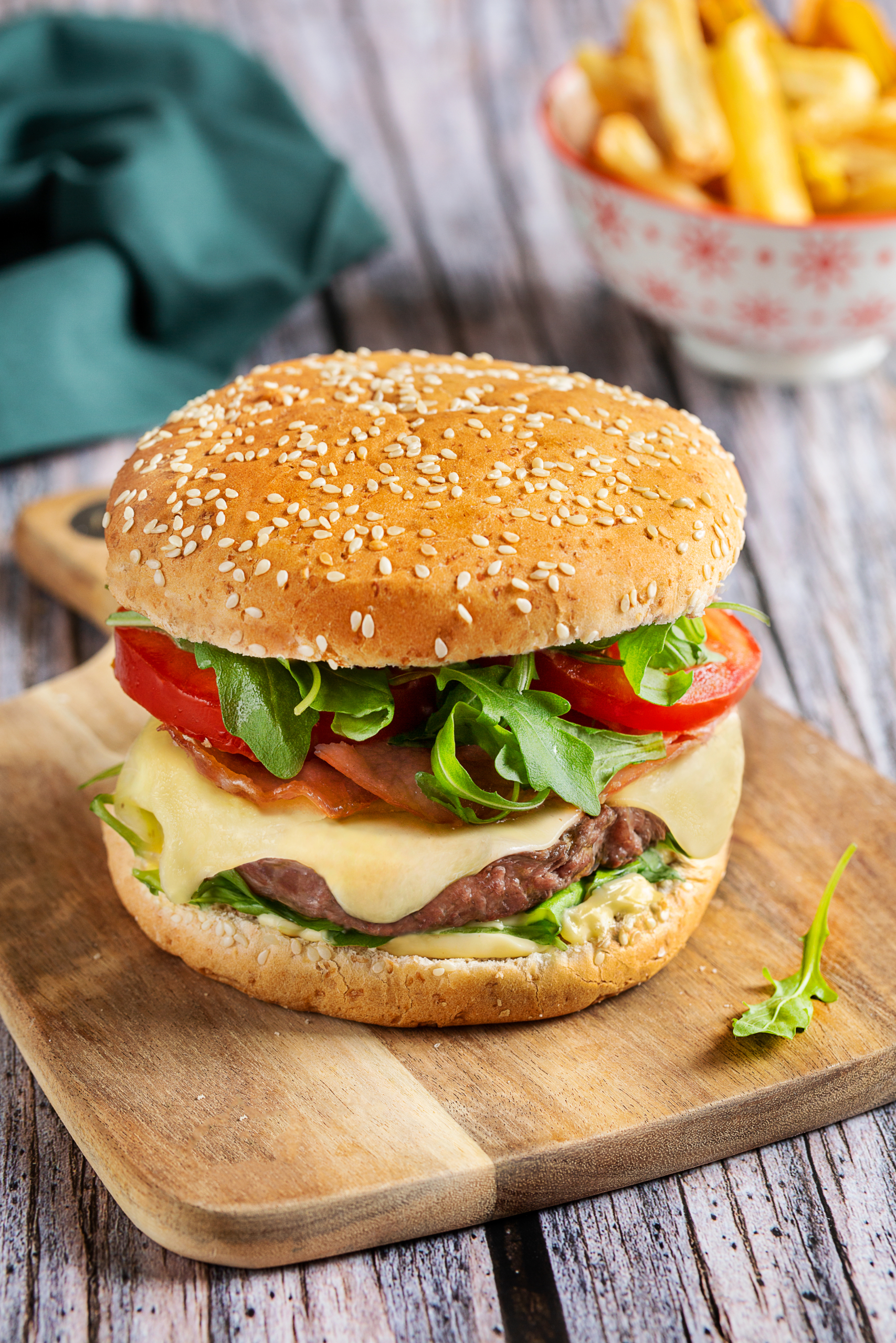 Burger au Comté et bacon au sirop d’érable