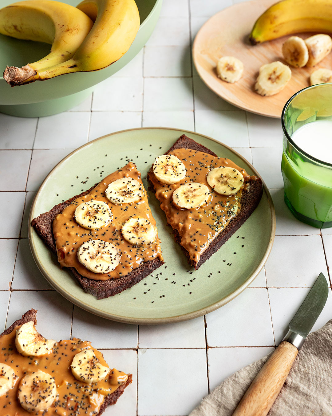 Tartine seigle banane et beurre de cacahouète