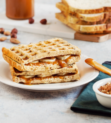 Croque monsieur gaufre : Banane caramel