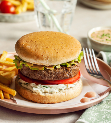 Burger au fromage à tartiner et steak haché