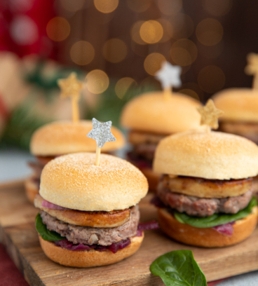 Mini burger brioché, chutney d’oignons rouges et de pomme