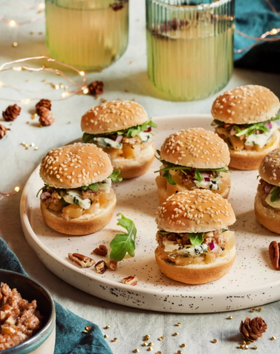 Mini burgers poire et roquefort