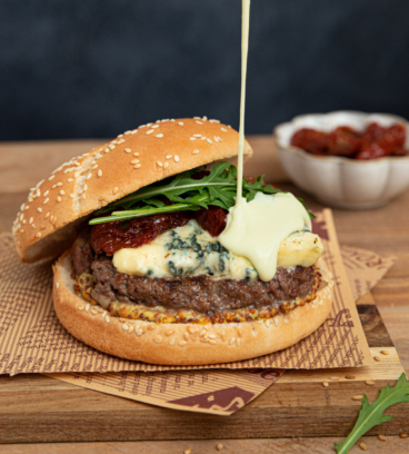 Burger au bleu et tomates séchées