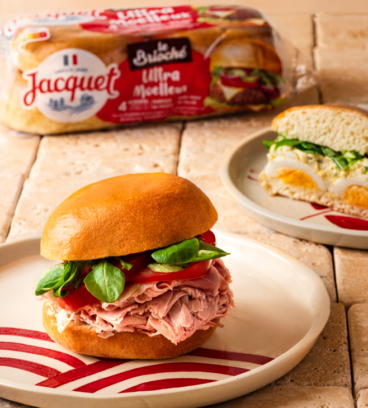 Burger sandwich chiffonnade de jambon