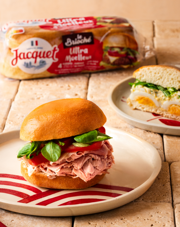 Burger sandwich chiffonnade de jambon