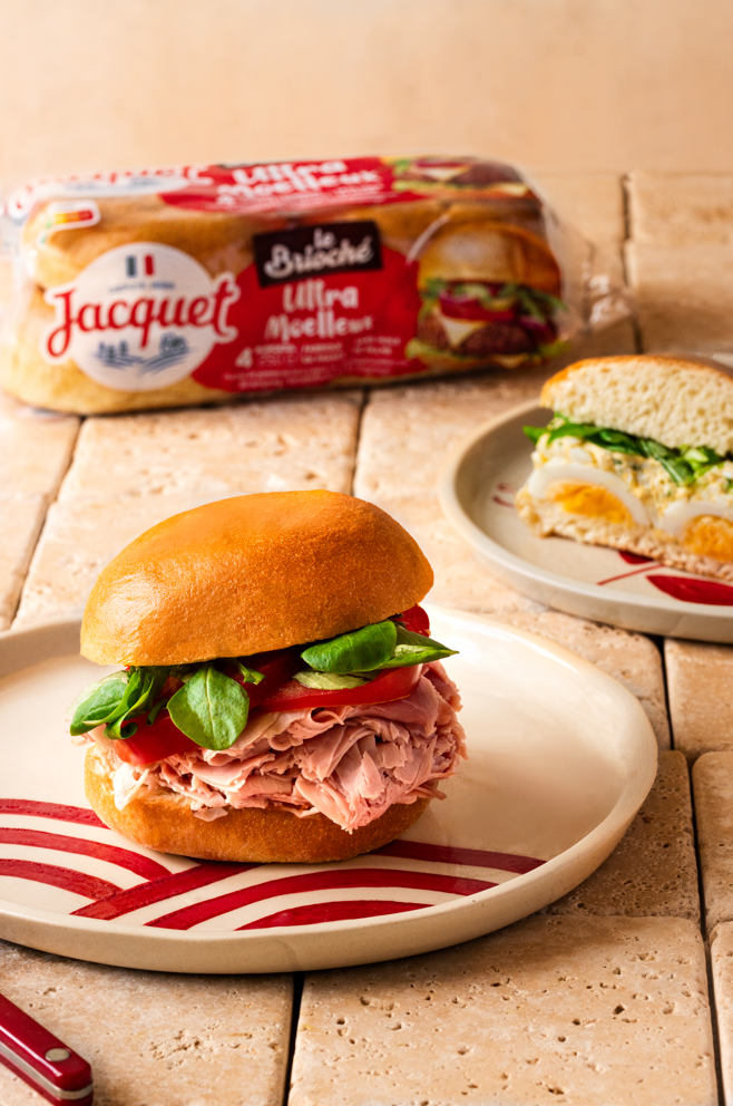 Burger sandwich chiffonnade de jambon